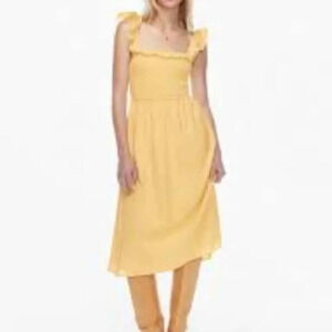 Wilfred Pink Reminisce Dress Smocked Midi Dress Ruffled  S